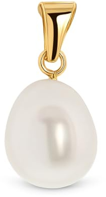 MIORE Kettenanhänger Gold –14 Karat (585)Gelbgold- Perlen Anhänger, Charms Anhänger für Kette, weiße Süßwasser Perle 8mm, Hypoallergener Goldanhänger, Perlenschmuck, Schmuck Damen -in edler Schmuckbox