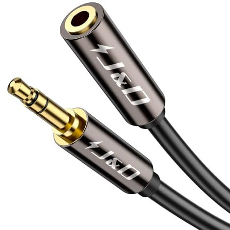 J&D 3,5 mm Prolunga Cavo, Oro-Placcato Copper Shell Robusto 3,5mm Maschio TRS a 3,5mm TRS Femmina Adattatore Audio Stereo Cavo per Headphones, Smartphone, Laptops, MP3, 0,9 Meter