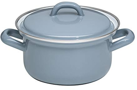 Riess, 0127-065, Kasserolle mit Deckel Ø 14cm, PURE GREY, Emaille, Vol. (rec.): 0,8 Liter, Made in Österreich, LBH: 20,5x15,8x11,2cm, 0,728kg, Induktionskocher kompatibel, Gasherd geeignet