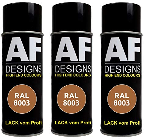 Alex Flittner Designs 3X Ral Pintura en Espray Pintura Coche Laca Colorida Lata de Aerosol RAL8003 Lehmbraun Seda Mate