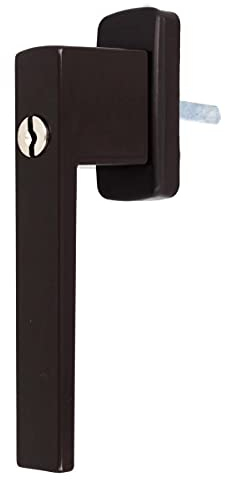 Aluminium Fenstergriff Quadrat abschließbar, Farbe:Braun RAL 8019, Stiftlänge:40mm