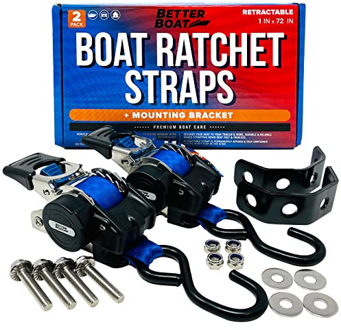 Stainless Steel Retractable Ratchet Straps, Heavy Duty Set, 1 Inch x