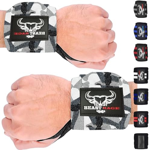 BEAST RAGE Zughilfen für Krafttraining (Fitness Straps) Kreuzheben Gurte Frauen Männer (Gepolstert) Gewichthebergurte Baumwolle Handgelenkstütze Griffe Hantel Bar (Lifting Straps)(Wrist Wraps)