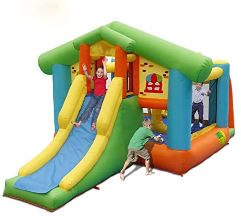 BTAISYDE Inflatable Trampoline Air Bounce House With Blower, Inflatable Slide And Pool Inflated Bouncing Castle Jumper Playground,450x360x245cm