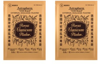 Chilli Brand Medium Plaster Porous Capsicum Heat Patch for Arthritis & Back Muscle Knee Gout Neck Pain - Extra Strength Pain Relief Plaster,(Medium, 3.4 x 4.5)