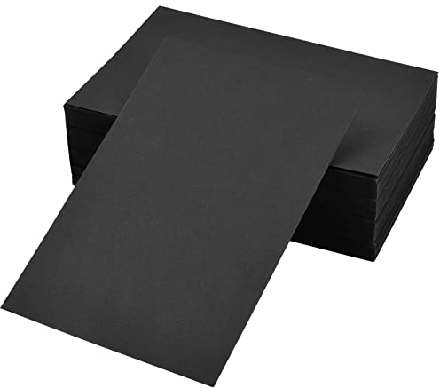 100 Blätter Blanko Karten A6, Papier Karten, Postkarten Natur Kraft 350 g/m², Leere Kraftkarton als Mitteilungs-Karte Grußkarte 15x10 cm für Graffiti, Geschenke, Breife, Schwarz