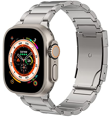 MoKo Titan Armband Kompatibel mit Apple Watch Ultra 3/2/1 Strap 49mm 46mm 45mm 44mm 42mm für Herren, Business Metall Ersatzarmband Uhrenarmband für iWatch SE3/SE2/SE Series 11 10 9 8 7 6 5 4 3 2 1