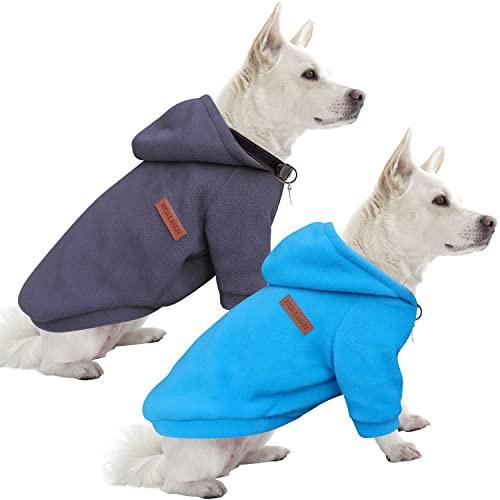 HuaLiSiJi Hunde Hoodie Hunde Sweatshirt Fleece Chihuahua Pullover Warm und Leicht, Sehr Schön, Bequem und Weich, Super Anzuziehen (XXL, Blau+Grau)