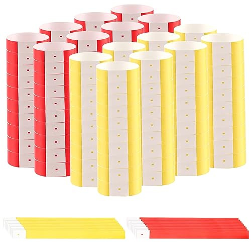 HEIHAK 1000 Pcs Paper Wristbands for Events, Neon Entrance, Festival for Concerts Fairs, Parties, Music Festivals, Major Contests (Red, Yellow)