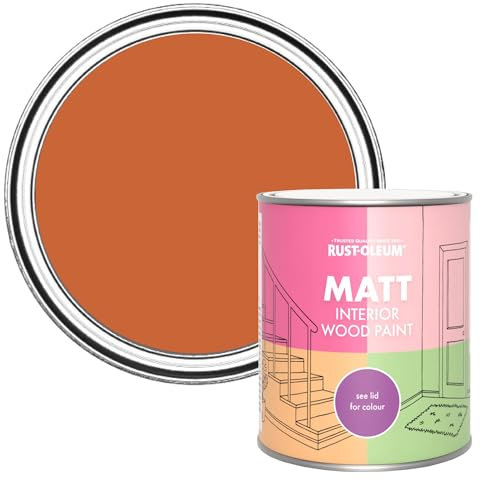 Rust-Oleum Orange Interior Wood Paint in Matt Finish - Tiger Tea 750ml
