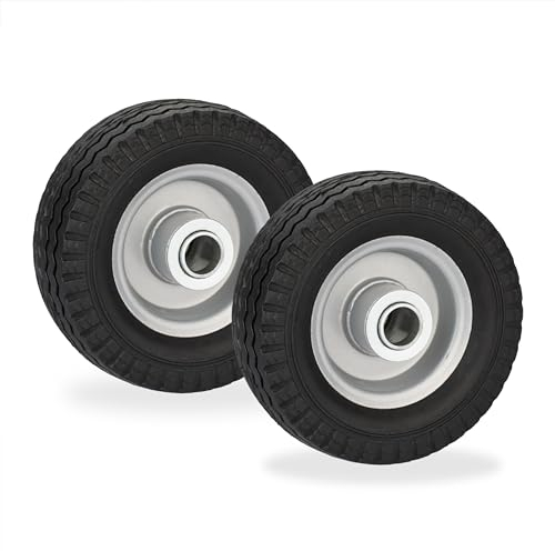 Relaxdays Rad für Roller, E-Scooter, 6x2, 2er Set, Vollgummi, Stahlfelge, Ersatzrad, pannensicher, 50 kg, schwarz/grau