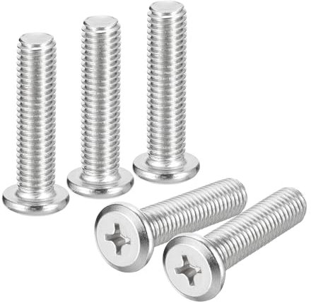 sourcing map Viti a testa Phillips a testa rotonda piatta M10 x 40 mm, 20 viti a croce in acciaio inossidabile 304, filettatura completa, finitura lucida, vite di collegamento a vite per mobili