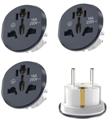 Fiotha 3 Pack Adaptateur Prise Universel de Voyage, Adaptateur Universel vers France, Adaptateur International vers France, pour Anglaise UK, USA, Canada, Chine, Japon, Australie, Italie, Gris