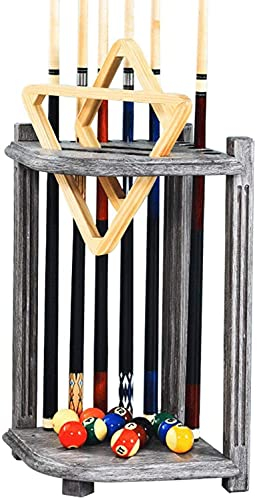 Agashi Holz Pool Queue Rack,Pool Queue Stick Halter, Billard Stick Stand, Corner Floor Queue Rack, Für Pool Bars Clubsfloor Pool Queue Organizer/Gray/70 * 39 * 39Cm