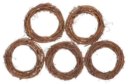 Alipis 5PCS Natural Grapevine Wreath: 12cm Rattan Vine Branch Wreaths Roll - Front Door Wall Hanging - Christmas Garland for Xmas Wedding Party Decoration DIY Crafts Garland Making Supplies