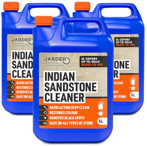Jarder Indian Sandstone Cleaner 3 x 5L – Removes Dirt, Grime, Algae, Mould, and Black Spots, Restores Colour, Safe on All Stone Types
