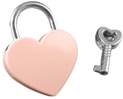 QOWIJEX 1 Pezzo Lucchetto d'amore a Cuore con Chiave,Mini Lucchetto Decorativo Cuore, Lucchetto Armadietto, Lucchetto Palestra, Oro Lucchetto Armadietto per Amanti, Valigie,Rosa