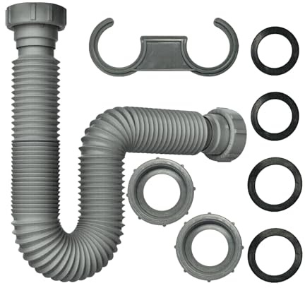 1-1/2 Flexible Sink Drain Pipe Hose, 11-31 Expandable Flexible P Trap with Adapter for Kitchen and bathroom sink drains (1 Pack)