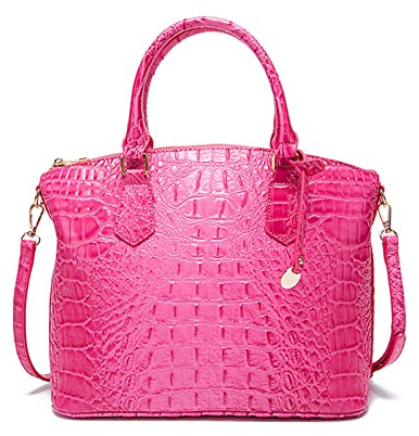 NICOLE & DORIS Damväska Elegant Krokodil Handväska Axelväska PU Läder Axelväska Arbetsväska Handväska Toteväska, Rosé, L