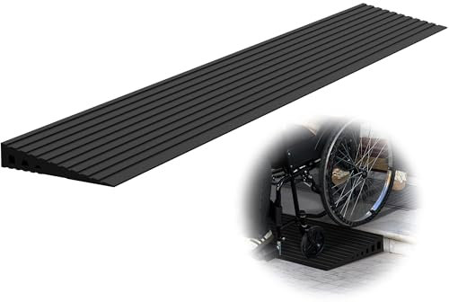 XARILK 2.5cm Rise Threshold Ramps for Doorways, 1000KG Load Capacity, 90cm Wide Natural Rubber Power Wheelchair Ramp is Adjustable and Cuttable for Doorways, Curb, Sweeper, Power Scooters, Bathroom