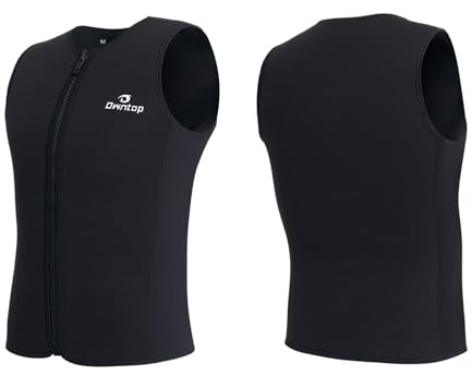 Owntop Maglia in neoprene da uomo, 3 mm, gilet in neoprene termico, senza maniche, giacca in neoprene, calda e confortevole, surf, snorkeling, nuoto, immersioni, uomo, nero, XL