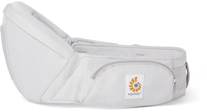 Ergobaby Lift Hip Seat Babytrage mit Babyhüftsitz für Babys und Kleinkinder ab 6 Monaten (7,7 kg - 20,4 kg), Hüftsitz Trage Hüfttrage, Pearl Grey
