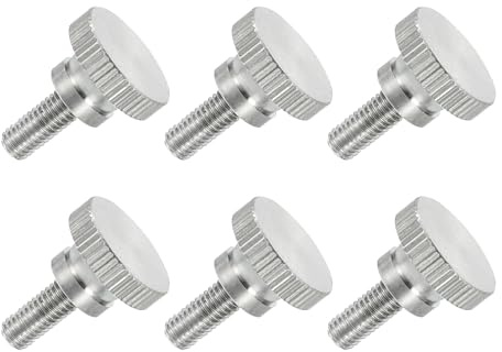 sourcing map 6 tornillos M5 x 12 mm de cabeza plana moleteada, acero inoxidable 304 totalmente roscado, tornillos de tornillo de pulgar para iluminación de electrodomésticos, equipos electrónicos