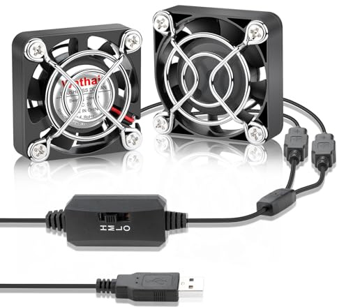 Wathai 40mm Mini Lüfter USB Klein 2-in-1 Doppel Ventilator 40mm 40x40x10mm | mit 3 Geschwindigkeiten, USB Fan für PC, Laptop, PS4, TV Box, Router, AV Schrank, Aquarium Kühler, Growbox