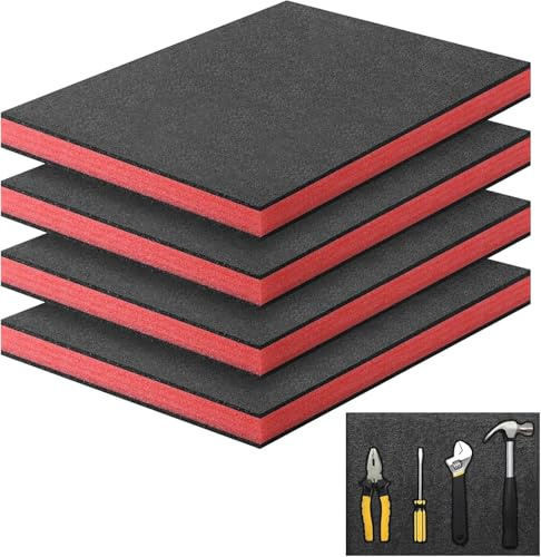 Storystore Skumark i polyuretan 4 st, 40 x 30 x 4 cm verktygslåda med skuminsatser skärbara verktygslådor, verktygslådor, organiseringsinlägg för verktygslåda, flygfodral, kameralagring