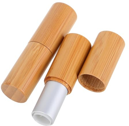 DEARMAMY 2stücke Lippenstifthülse aus Bambus Leer für Diy-lippenstift und Lippenbalsam Tragbar und Nachfüllbar Geeignet für Reisen und Täglichen Gebrauch