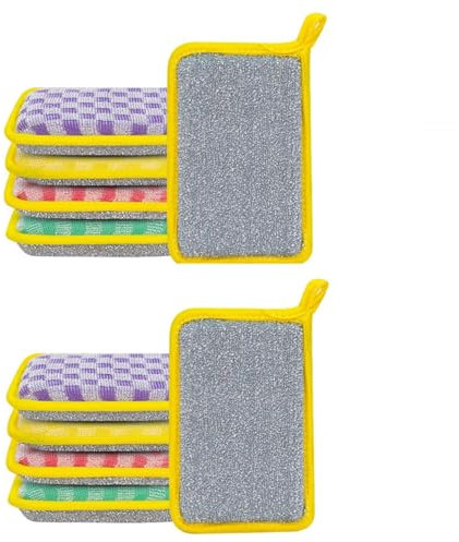 Esponjas Cocina Estropajos de Limpieza, Doble Cara Microfibra Que no Raya, Lavables Reutilizables Esponjas para Fregar Platos sin arañazos raspadoras y Suaves