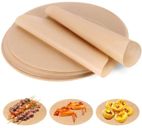 Lot de 200 feuilles de papier sulfurisé rond de 28 cm de diamètre - Résistant à la chaleur - Papier sulfurisé antiadhésif pour friteuse à air chaud Airfryer Four Grill Pizza Cake BBQ - Papier