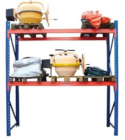 Palettenregal Schwerlastregal mit 10.000 Kg Traglast | 1,05 x 2,75 x 3 m (TxBxH) | Grundebene + 2 Ebenen