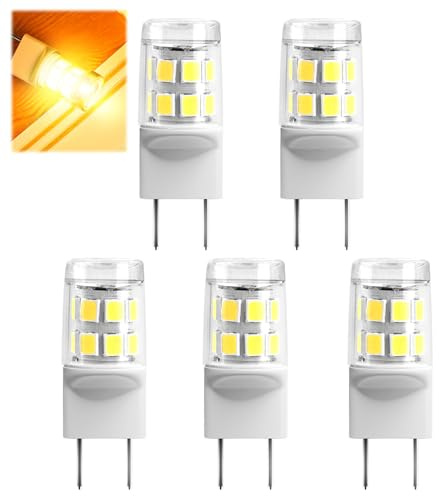 5 Pack G8 LED Bulb, Daylight White 6000k, Bi-Pin Base, Equivalent 2w T4 Bulb, Replacement for 15w Halogen Bulb, for Under Cabinet Light, Under Counter Kitchen Lighting, Ge Microwave Light