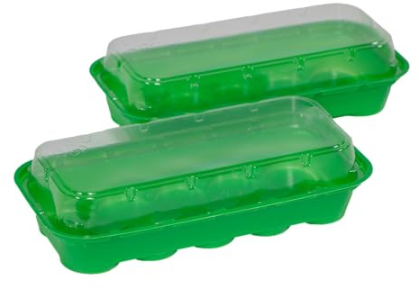 mgc24 2er Set Zimmergewächshaus 26 x 11 x 7 cm – Anzuchthaus in Grün für Aussaat & Pflanzenanzucht – stapelbar, platzsparend & ideal für Fensterbank & Indoor-Garten