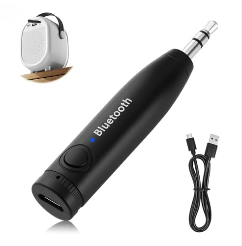 Adattatore Bluetooth con connettore AUX da 3,5 mm per auto e audio domestico, adattatore Aux Bluetooth per auto con funzione vivavoce e doppia connessione, ricevitore audio senza fili con BT5.3 per