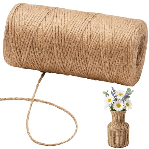 MmotZsb Juteschnur, Paketschnur 3mm, Reißfestes Juteband 2mm x 100m, Naturfaserkordel Für Pakete, Handwerk Und Dekoration, Spagat Schnur, Bobbiny 3mm Alternative