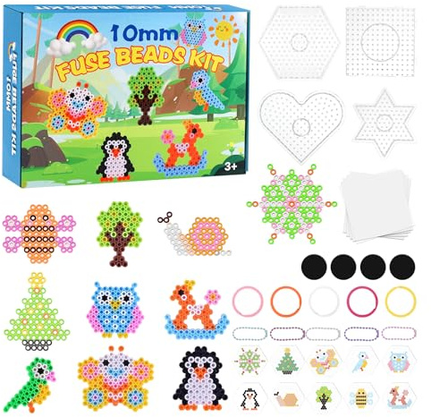 Exsink Juego de 10 mm cuentas para planchar, 1100 cuentas de clavija XL con 4 tablas de planchar y accesorios, para niños a partir de 3 años
