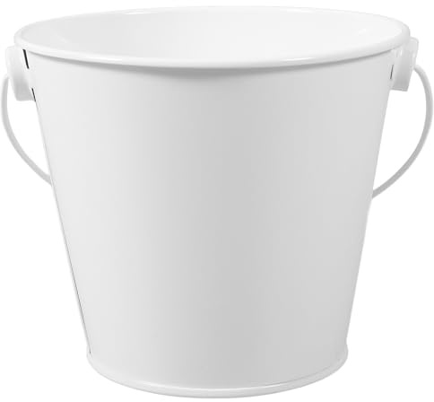Hohopeti Seau à Huile Blanc en Métal 8x10,5x12 Cm, Récupérateur de Graisse Résistant Haute Température pour Barbecue et Cuisson, Mini Seau Pratique pour Collecte D’Huile, Nettoyage Facile,