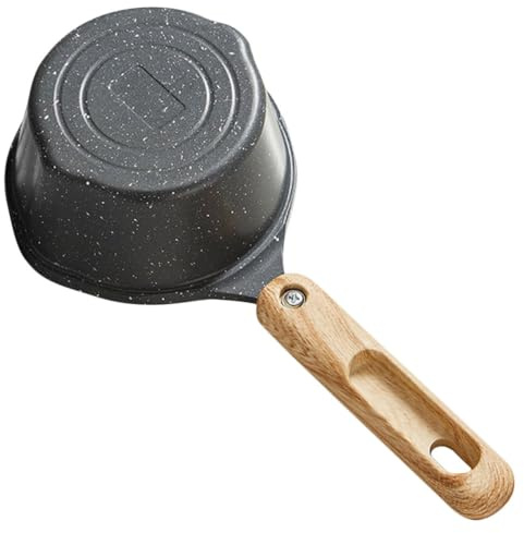 jojofuny Casserole à Lait 250 Ml en Métal Antiadhésive avec Bec Verseur et Manche en Bois, Petite Casserole Multifonction pour Cuisson, Chauffage Lait, Beurre et Huile, Cuisine Compacte