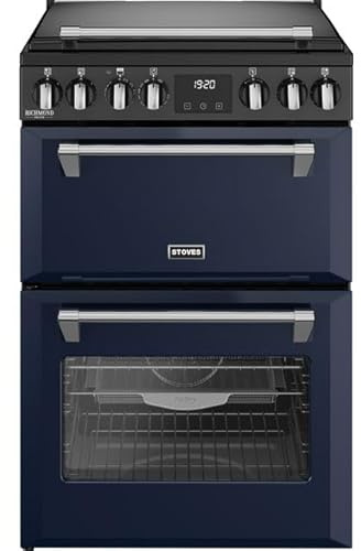 Stoves 60cm wide Double Oven Richmond DX MRA 60Ei RTY Mini Range Electric Cooker with Induction Hob - Midnight Blue - A/A Rated