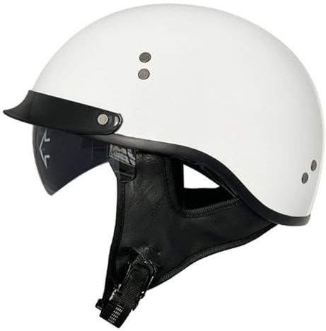 Casque De Moto Jet Moto Casques Bols Vintage DOTECE Homologué Casque Mobylette avec Visière Rétro Demi Casques Moto Hommes Et Femmes pour Moto Et Scooter 8,XXL:63-64CM