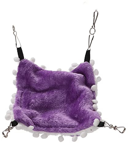 Omquot Amaca in peluche a doppio strato per animali domestici, sensazione di mano morbida per amaca riscaldata per aliante di criceti, viola (viola girly)