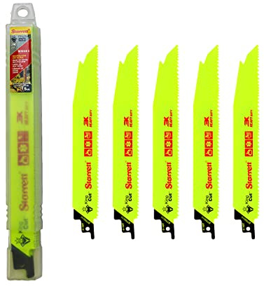 Starrett Bi-Metall-Säbelsägeblatt - 5 Stück BTR8610-5 King-Cut 200 mm/8 Zoll 6-10TPI Unified Shank Heavy Duty Cutting - Kompatibel mit Bosch, Dewalt, Makita und vielen anderen