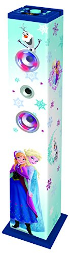 Frozen Disney Torre de Sonido con Altavoces Luminosos con Bluetooth, micrófono, Mando a Distancia, Ideal para Karaoke (Lexibook K8050FZ), Color Azul