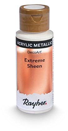 Rayher Hobby Extreme Sheen Metallic-Farbe, roségold, Flasche 59 ml, Acrylfarbe metallic, patentierte Rezeptur, 35014626
