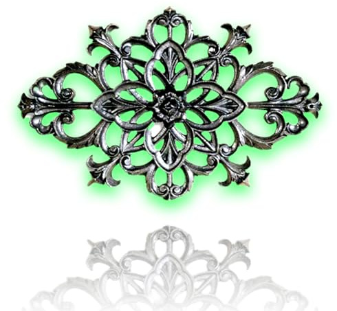 Déco fer Forgé-PALMETTE DECORATION-H37 cm par 24 cm-Pour Porte Portail Portillon battant coulissant -2 Inserts Taraudés M5 Face Arriere- Usage Interieur Exterieur Satisfaction Garantie Confort Robuste