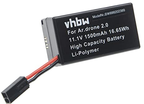 vhbw Akku kompatibel mit Parrot AR Drone 1,0, 2,0, 2.0 HD Drohne Multicopter Quadrocopter (1500mAh, 11,1V, Li-Polymer)