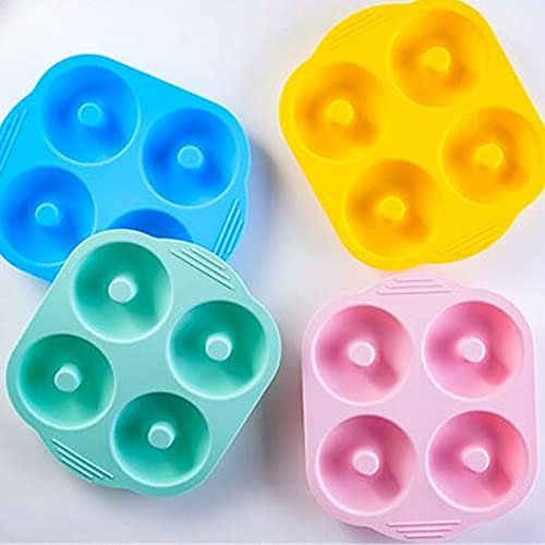 4 Stück Silikon Donut Formen, 4 Hohlraum antihaftbeschichtet Flexible Silikonform, Safe Backblech Maker Pan für Donuts Kuchen Keks Bagels