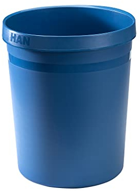 HAN Papierkorb GRIP KARMA – 15 STÜCK, zeitgemäßer Papierkorb, stabil aus 80-100 Prozent Recyclingmaterial, 18 Liter Volumen, öko-blau, 18198-16